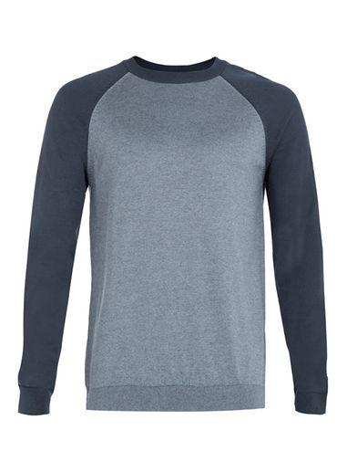 Topman Mens Blue Navy Raglan Crew Neck Sweater