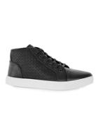 Topman Mens Black Faux Leather Woven Chukka Boots