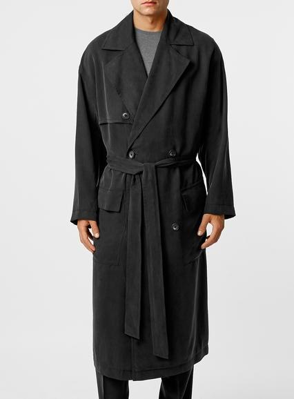 Topman Mens Lux P9 Black Tencel Trench Coat