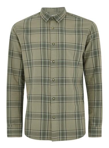 Topman Mens Selected Homme Green Check Long Sleeve Shirt