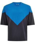 Topman Mens Blue Chevron Panelled T-shirt