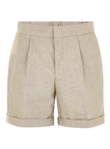 Topman Mens Beige Stone Shorts With Turn Up
