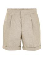 Topman Mens Beige Stone Shorts With Turn Up