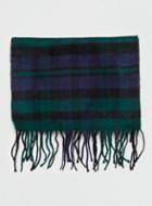 Topman Mens Black And Green Check Scarf