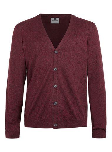 Topman Mens Red Burgundy/black Essential V-neck Cardigan