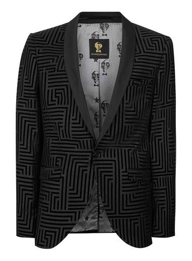 Topman Mens Black Noose And Monkey Geo Print Blazer