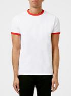 Topman Mens White And Red Muscle Fit Ringer T-shirt