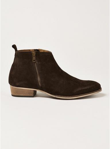 Topman Mens Brown Suede Mount Zip Boots