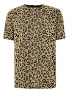 Topman Mens Brown Leopard Print Mesh T-shirt
