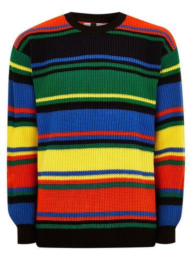 Topman Mens Multi Neon Rainbow Stripe Sweater