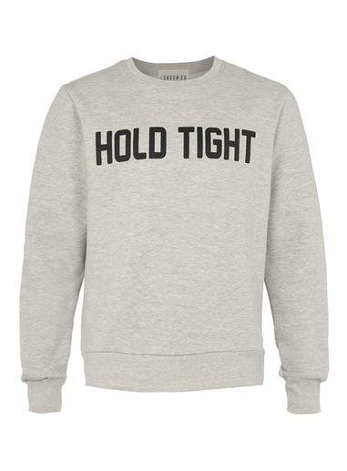 Topman Mens London Co. Grey Marl Hold Tight Slogan Sweatshirt*