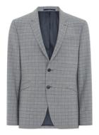 Topman Mens Navy Gray And Blue Check Muscle Fit Suit Jacket