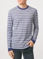 Topman Mens Long Sleeve Blue Stripe T-shirt
