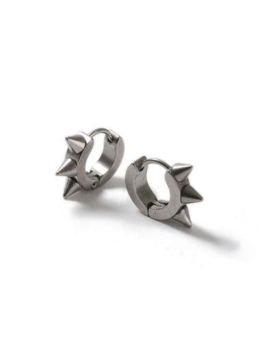 Topman Mens Silver Look Spike Hoop Earrings*