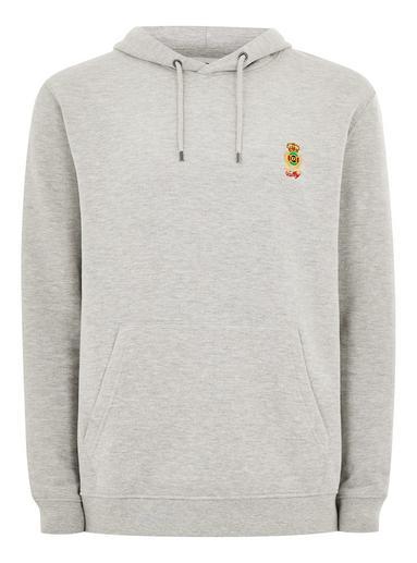 Topman Mens Grey Gray Crest Overhead Hoodie