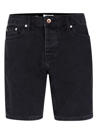 Topman Mens Washed Black Slim Denim Shorts