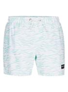Topman Mens Nicce White And Green Wave Swim Shorts