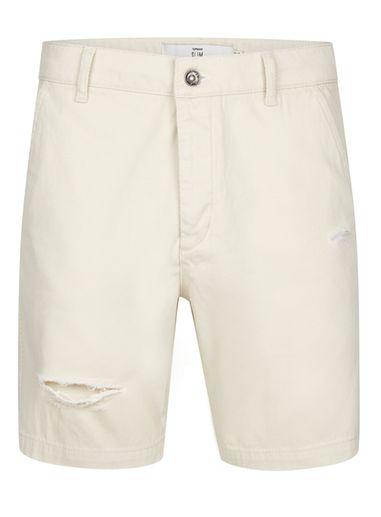 Topman Mens Off White Twill Rip Chino Shorts