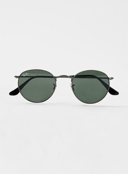 Topman Mens Grey Ray-ban Silver Metal Round Sunglasses