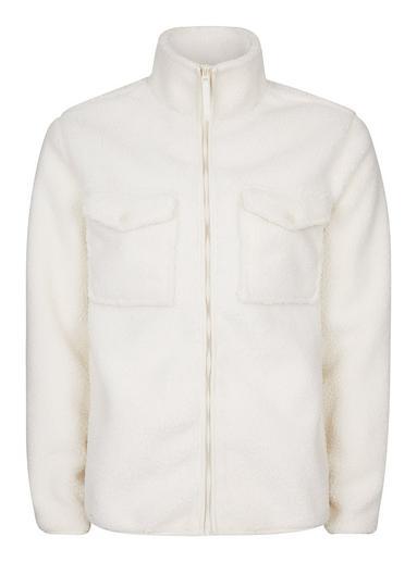 Topman Mens White Textured Borg Jacket