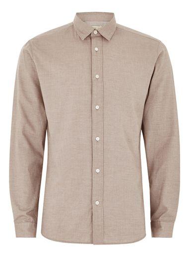 Topman Mens Selected Homme's Brown Long Sleeve Shirt