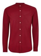 Topman Mens Dark Red Muscle Fit Stand Collar Oxford Shirt