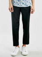 Topman Mens Black Textured Cropped Smart Trousers