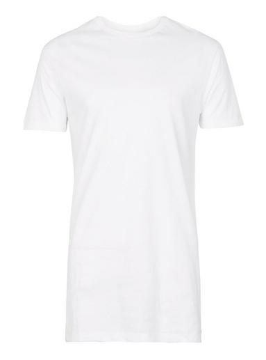 Topman Mens White Skinny Fit Longline T-shirt