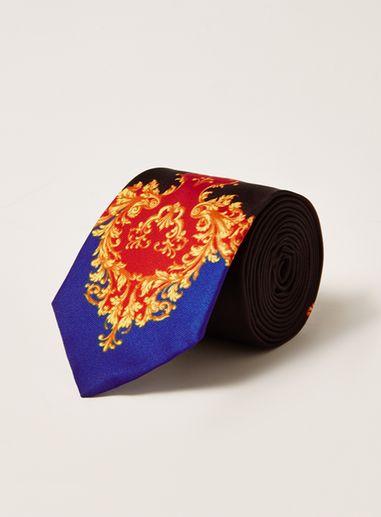 Topman Mens Black Placement Baroque Print Tie