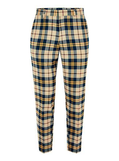 Topman Mens Yellow Check Relaxed Taper Pants