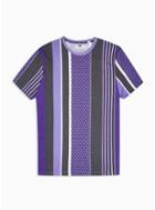 Topman Mens Multi Purple Stripe T-shirt