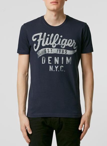 Topman Mens Hilfiger Denim Blue Knitted T-shirt