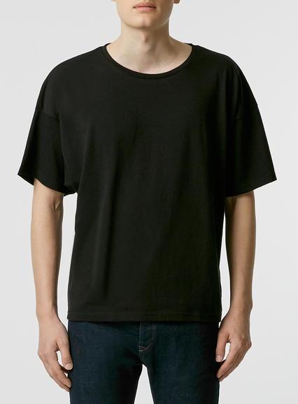 Topman Mens Black Boxy Crew Neck T-shirt