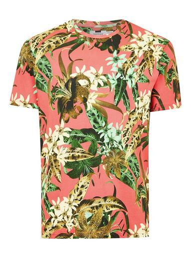 Topman Mens Pink Coral Floral T-shirt
