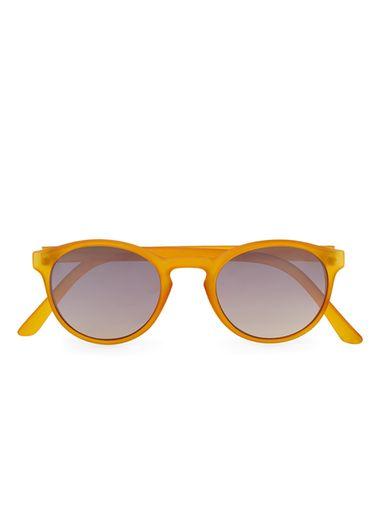 Topman Mens Orange Round Mirrored Sunglasses