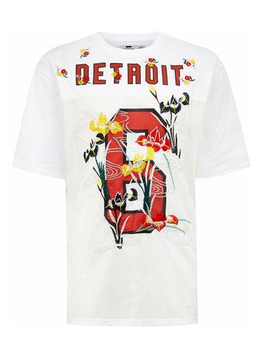 Topman Mens White Oversized Floral Embroidered T-shirt
