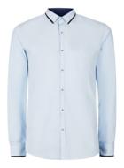 Topman Mens White Light Blue And Navy Trim Slim Fit Dress Shirt