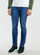 Topman Mens Blue Mid Wash Ripped Spray On Jeans