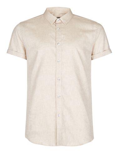 Topman Mens Brown Sand Crosshatch Shirt