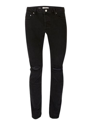Topman Mens Black Slim Ripped Jeans