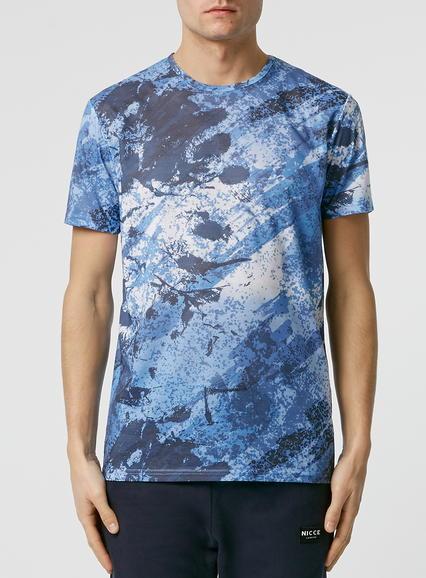 Topman Mens Blue Paint Brush Print T-shirt
