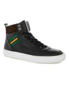 Topman Mens Black Leather Premium Hi Tops