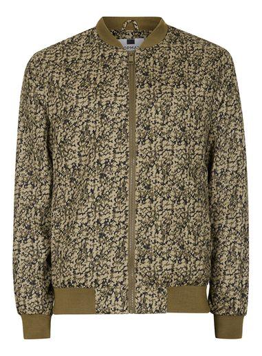 Topman Mens Green Khaki Abstract Camouflage Bomber Jacket