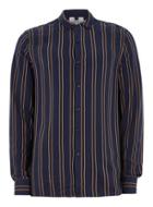 Topman Mens Blue Retro Striped Revere Shirt