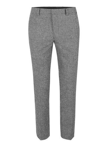 Topman Mens Black Puppytooth Cropped Skinny Fit Dress Pants