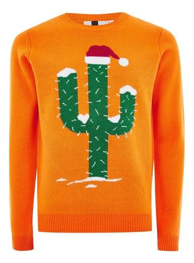 Topman Mens Orange Cactus Ugly Sweater