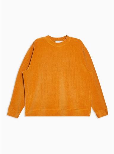 Topman Mens Yellow Mustard Corduroy And Velour Sweatshirt