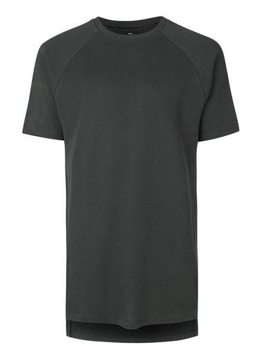 Topman Mens Grey Aaa Black Fleece Front Raglan T-shirt