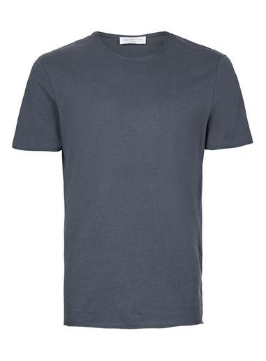 Topman Mens Selected Homme Dark Blue Raw Edge T-shirt