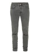 Topman Mens Grey Double Knee Rip Stretch Skinny Jeans